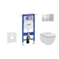 Geberit Duofix - Bâti-support pour WC suspendu avec plaque de déclenchement Sigma30, chrome mat/chrome + Ideal Standard Tesi -