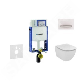 Geberit Kombifix - Bâti-support pour WC suspendu avec plaque de déclenchement Sigma 50, blanc alpin + Ideal Standard Tesi –