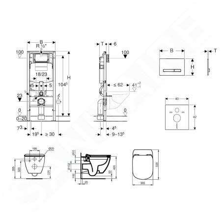Geberit Duofix - Bâti-support pour WC suspendu avec plaque de déclenchement Sigma50, blanc alpin + Ideal Standard Tesi –