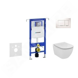 Geberit Duofix - Bâti-support pour WC suspendu avec plaque de déclenchement Sigma 30, blanc/chrome brillant + Ideal Standard