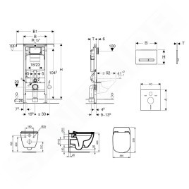Geberit Duofix - Bâti-support pour WC suspendu avec plaque de déclenchement Sigma 50, blanc alpin + Ideal Standard Tesi –