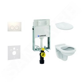 Geberit Kombifix - Set d'installation pré-murale, cuvette Alpha avec abattant, plaque de déclenchement Delta21, blanc alpin