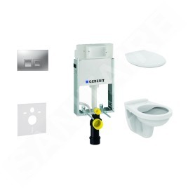 Geberit Kombifix - Set d'installation pré-murale, cuvette Alpha avec abattant, plaque de déclenchement Delta35, chrome mat