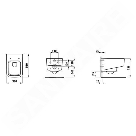 Laufen Pro S - WC suspendu, 530x360 mm, rimless, blanc H8209620000001