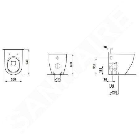 Laufen Pro - WC à poser 530x360 mm, sortie arrière/inférieur, blanc H8229520000001