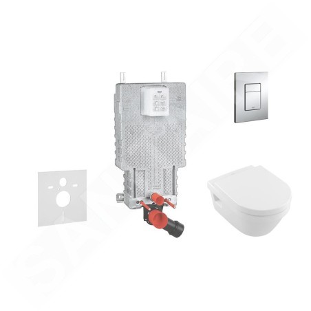 Grohe Uniset - Bâti-support pour WC suspendu + cuvette et siège Villeroy & Boch 38643SET-KB