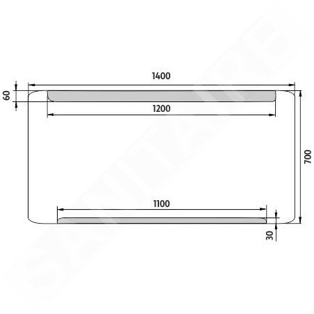 Nimco Miroirs - Miroir avec éclairage LED, 1400x700 mm, aluminium ZP 22008