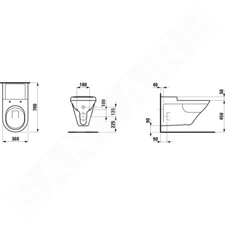 Laufen Libertyline - WC suspendu, 700x360 mm, blanc H8214700000001