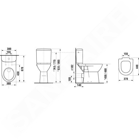 Jika Deep - Cuvette combinée, sans obstacle, évacuation arrière, blanc H8236160000001