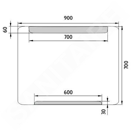 Nimco Miroirs - Miroir avec éclairage LED, 900x700 mm, aluminium ZP 22019