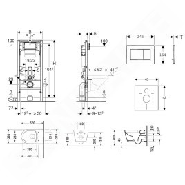Geberit Duofix - Ensemble bâti-support, cuvette de toilette et siège ME by Starck, Rimless, SoftClose, plaque Sigma30, chrome