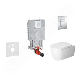 Grohe Uniset - Ensemble bâti-support, cuvette de toilette et siège ME by Starck, Rimless, SoftClose, plaque Skate Cosmo, chrome