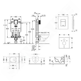 Grohe Uniset - Ensemble bâti-support, cuvette de toilette et siège ME by Starck, Rimless, SoftClose, plaque Skate Cosmo, chrome