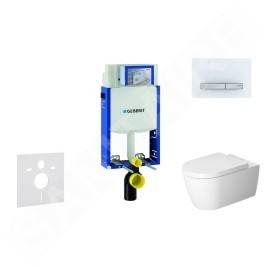 Geberit Kombifix - Ensemble bâti-support, cuvette de toilette et siège ME by Starck, Rimless, SoftClose, plaque Sigma50, blanc