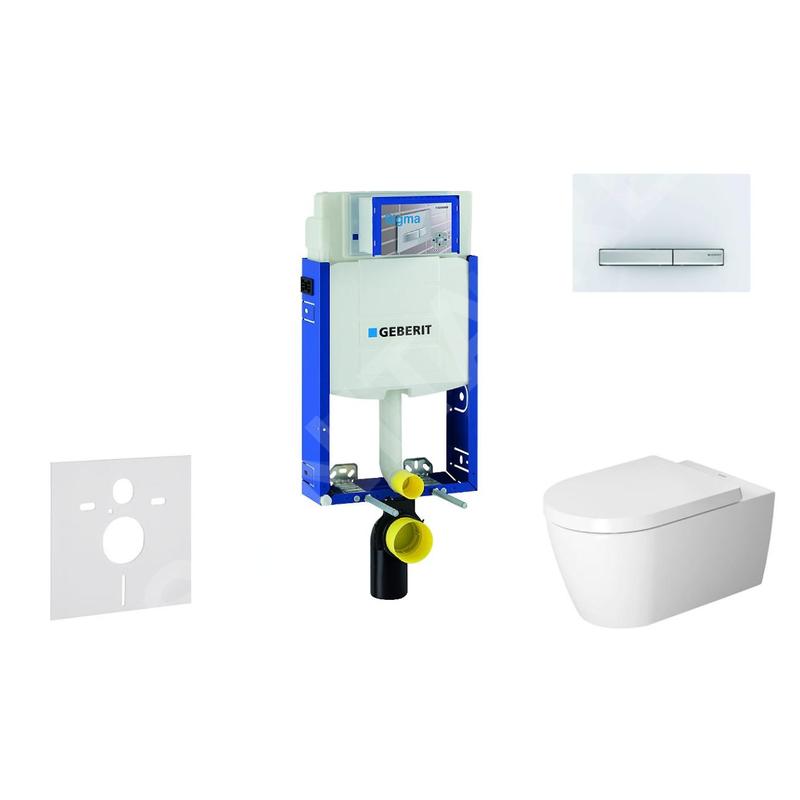 Geberit Kombifix - Ensemble bâti-support, cuvette de toilette et siège ME by Starck, Rimless, SoftClose, plaque Sigma50, blanc