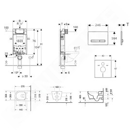 Geberit Kombifix - Ensemble bâti-support, cuvette de toilette et siège ME by Starck, Rimless, SoftClose, plaque Sigma50, blanc