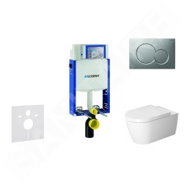 Geberit Kombifix - Ensemble bâti-support, cuvette de toilette et siège ME by Starck, Rimless, SoftClose, plaque Sigma01, chrome