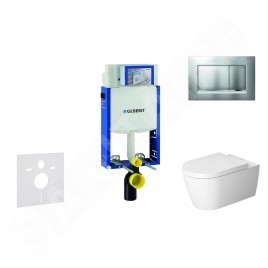Geberit Kombifix - Ensemble bâti-support, cuvette de toilette et siège ME by Starck, Rimless, SoftClose, plaque Sigma30, chrome