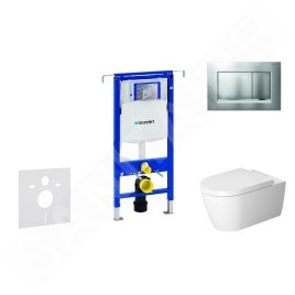 Geberit Duofix - Ensemble bâti-support, cuvette de toilette et siège ME by Starck, Rimless, SoftClose, plaque Sigma30, chrome