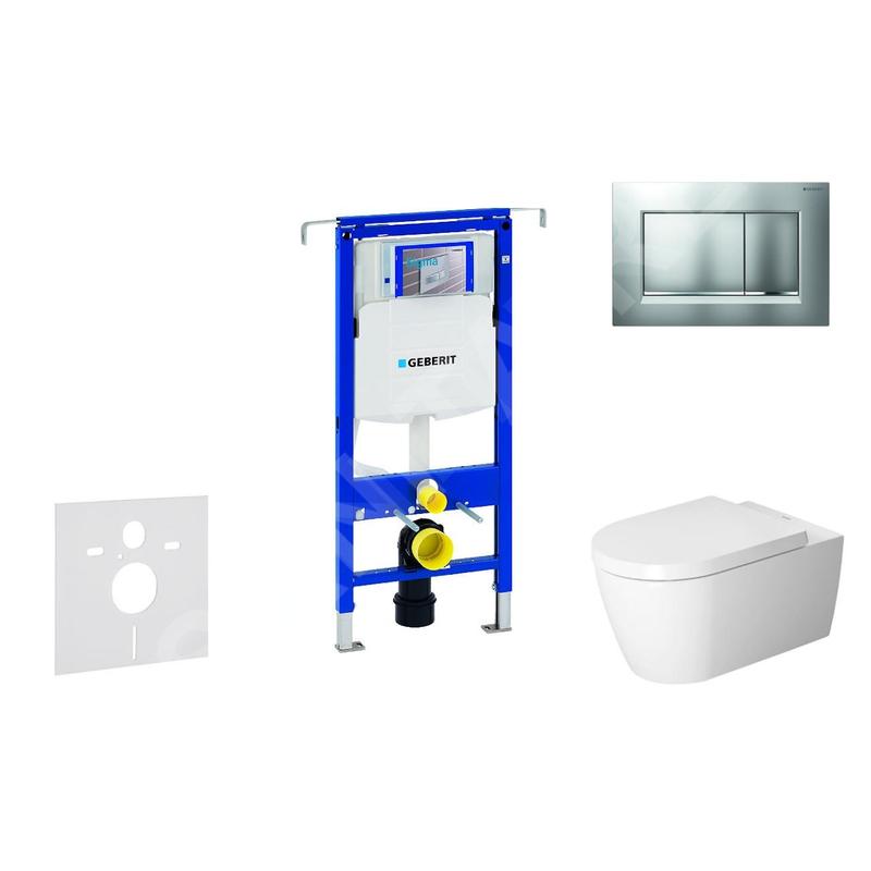 Geberit Duofix - Ensemble bâti-support, cuvette de toilette et siège ME by Starck, Rimless, SoftClose, plaque Sigma30, chrome