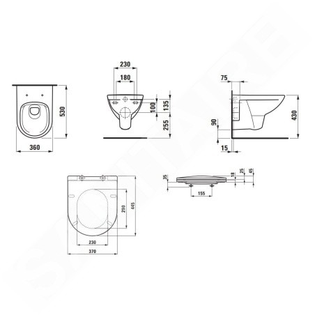 Laufen Pro - WC suspendu avec abattant Slim, Slowclose, Rimless, blanc H8669510000001