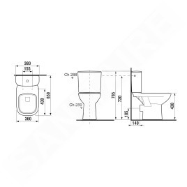 Jika Deep - Set WC combiné avec réservoir de chasse, évacuation arrière, Dual Flush, blanc H8266160002801
