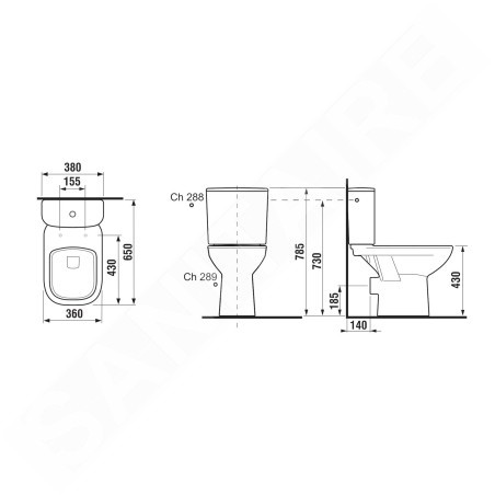 Jika Deep - Set WC combiné avec réservoir de chasse, évacuation arrière, Dual Flush, blanc H8266160002801