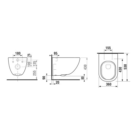 Jika Mio - Toilettes suspendues, Rimless, avec Jika Perle, blanc H8207141000001