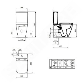Ideal Standard i.Life S - Réservoir de chasse, alimentation par le bas, blanc T473501
