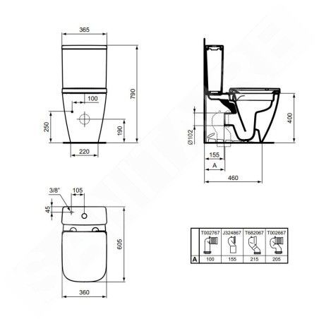 Ideal Standard i.Life S - Réservoir de chasse, alimentation par le bas, blanc T473501