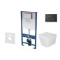 kielle Genesis - Ensemble bâti-support, cuvette Arkas I, abattant WC softclose et plaque Gemini II, noir mat / chrome 30505SS04