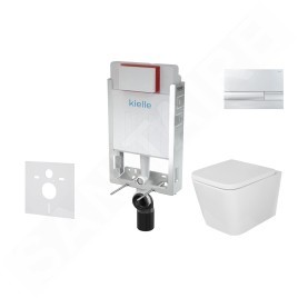 kielle Genesis - Ensemble bâti-support, cuvette Arkas I, abattant WC softclose et plaque Gemini I, chrome 30505SZ02