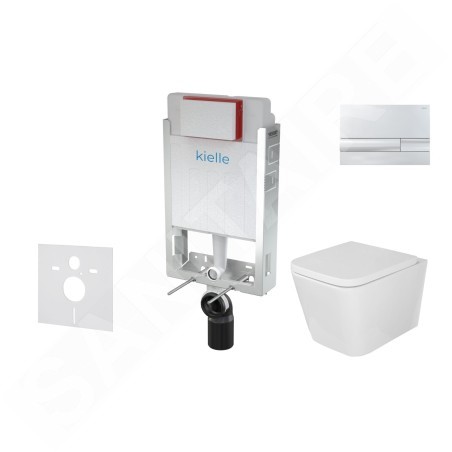 kielle Genesis - Ensemble bâti-support, cuvette Arkas I, abattant WC softclose et plaque Gemini I, chrome 30505SZ02