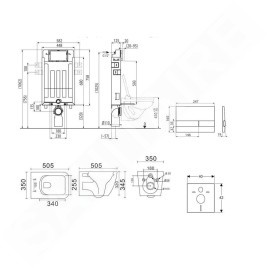 kielle Genesis - Ensemble bâti-support, cuvette Arkas I, abattant WC softclose et plaque Gemini I, chrome 30505SZ02