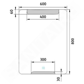 Nimco Miroirs - Miroir avec éclairage LED, 600x800 mm, capteur tactile, aluminium ZP 22002V