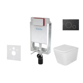 kielle Genesis - Ensemble bâti-support, cuvette Arkas I, abattant WC softclose et plaque Gemini II, noir mat / chrome 30505SZ04