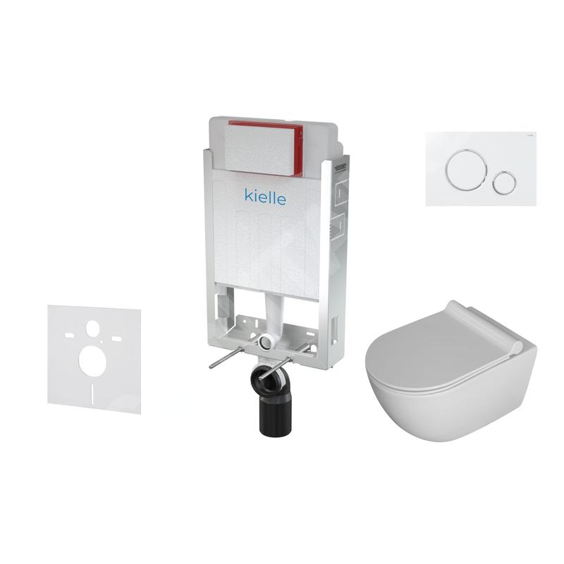 kielle Genesis - Ensemble bâti-support, cuvette Gaia, abattant WC softclose et plaque Gemini II, blanc / chrome 30505SZ07 kielle Genesis - Ensemble bâti-support, cuvette Gaia, abattant WC softclose et plaque Gemini II, blanc / chrome 30505SZ07