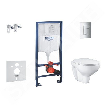 Grohe Solido - Set d’installation murale, toilettes et siège Bau Ceramic, softclose, bouton Even, chrome SANI15BB1100