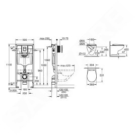 Grohe Solido - Set d’installation murale, toilettes et siège Bau Ceramic, softclose, bouton Even, chrome SANI15BB1100