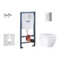 Grohe Solido - Set d’installation murale, toilettes et siège Euro Ceramic, softclose, bouton Even, chrome SANI15BB1104 Grohe Solido - Set d’installation murale, toilettes et siège Euro Ceramic, softclose, bouton Even, chrome SANI15BB1104