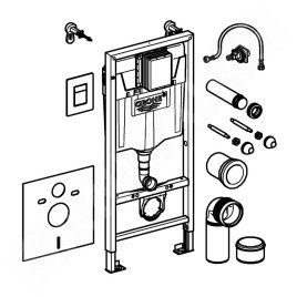 Grohe Solido - Set d’installation murale, toilettes et siège Euro Ceramic, softclose, bouton Even, chrome SANI15BB1104