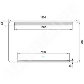 Nimco Miroirs - Miroir avec éclairage LED, 1200x700 mm, capteur tactile, aluminium ZP 22006V