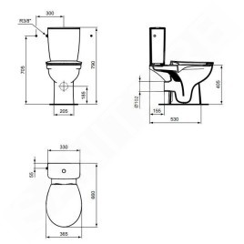 Ideal Standard Eurovit - Réservoir de chasse d’eau, remplissage latéral, blanc alpin W327901
