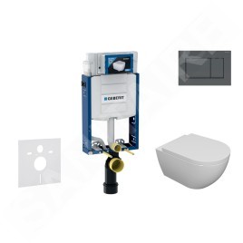 Geberit Kombifix - Set de bâti-support, cuvette Oudee et abattant softclose, plaque de déclenchement Sigma30, noir mat/noir