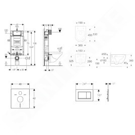 Geberit Kombifix - Set de bâti-support, cuvette Oudee et abattant softclose, plaque de déclenchement Sigma30, noir mat/noir