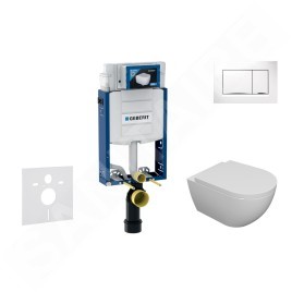 Geberit Kombifix - Set de bâti-support, cuvette Oudee et abattant softclose, plaque de déclenchement Sigma30, blanc/chrome