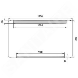 Nimco Miroirs - Miroir avec éclairage LED, 1200x700 mm, aluminium ZP 22006