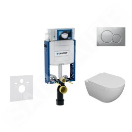 Geberit Kombifix - Set de bâti-support, cuvette Oudee et abattant softclose, plaque de déclenchement Sigma01, chrome mat laqué