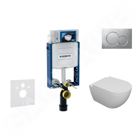 Geberit Kombifix - Set de bâti-support, cuvette Oudee et abattant softclose, plaque de déclenchement Sigma01, chrome mat laqué