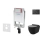 kielle Genesis - Set de bâti-support, cuvette Gaia, abattant softclose et plaque de déclenchement Gemini II, noir mat / chrome